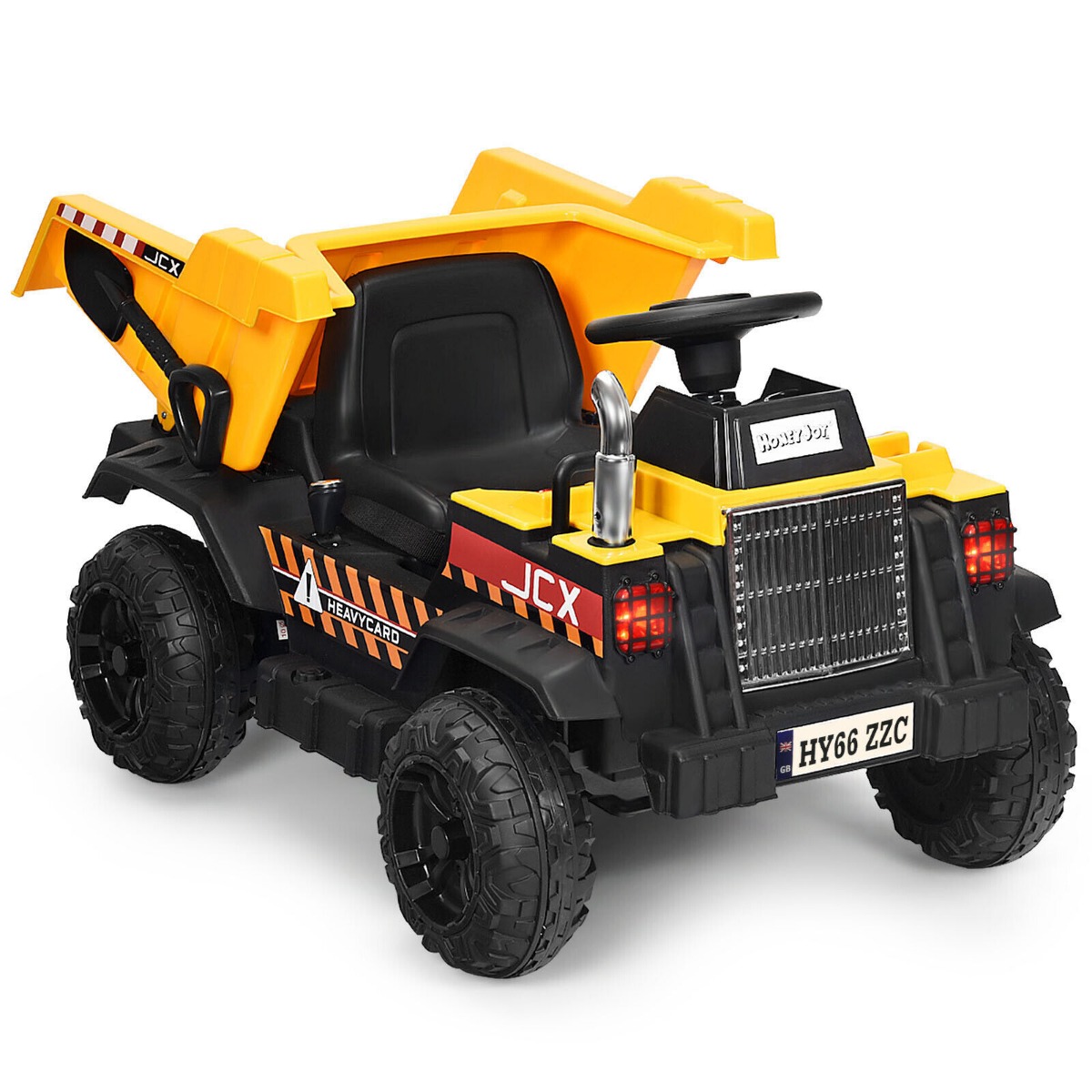 3 Speeds Electric Ride On Dump Truck with Remote Control and Music for Kids-Yellow