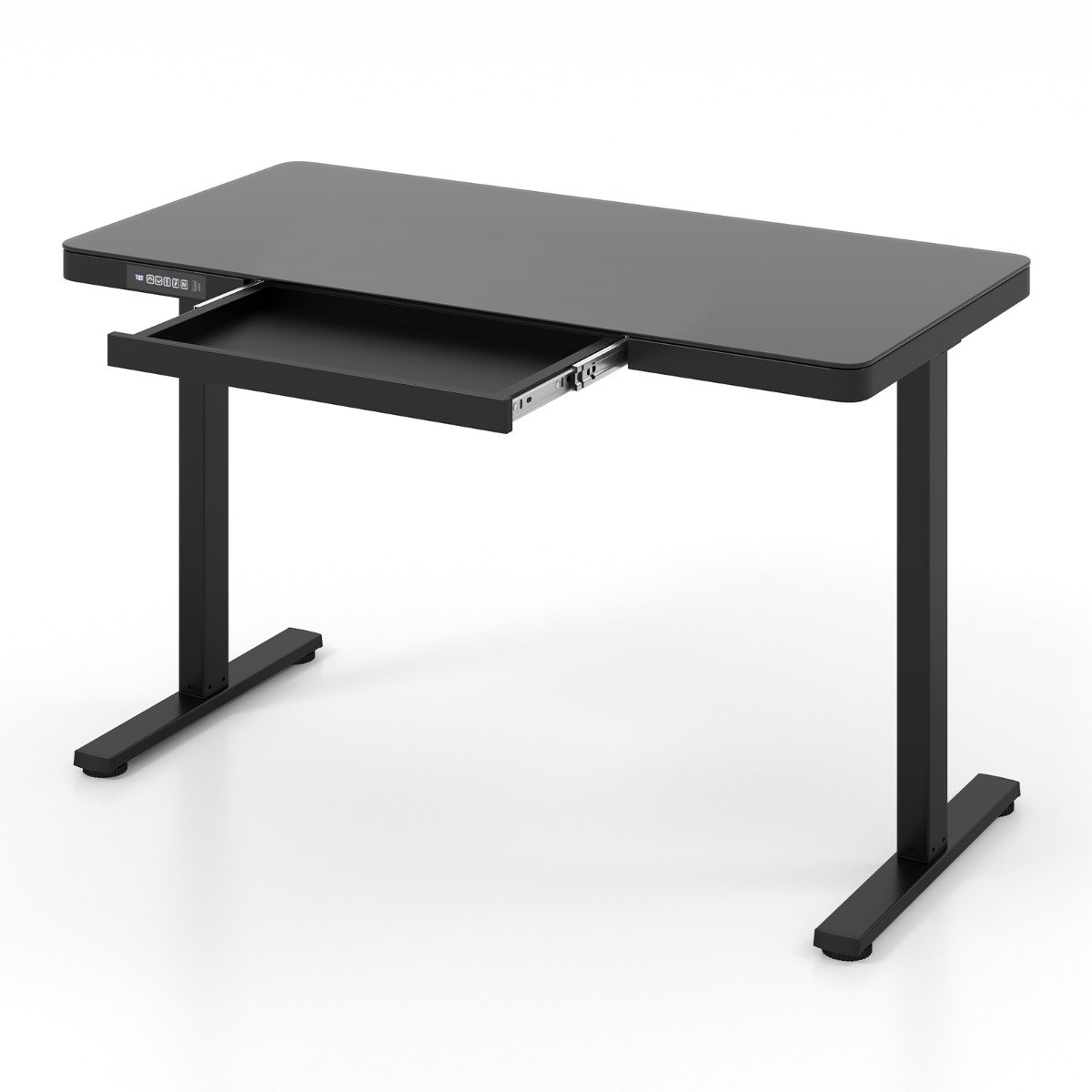 120 x 60 CM Whole-Piece Glass Standing Desk with Drawers