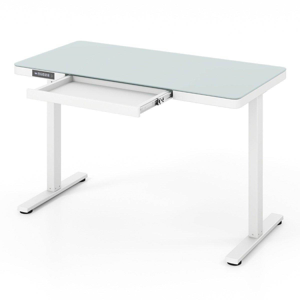 120 x 60 CM Whole-Piece Glass Standing Desk with Drawers