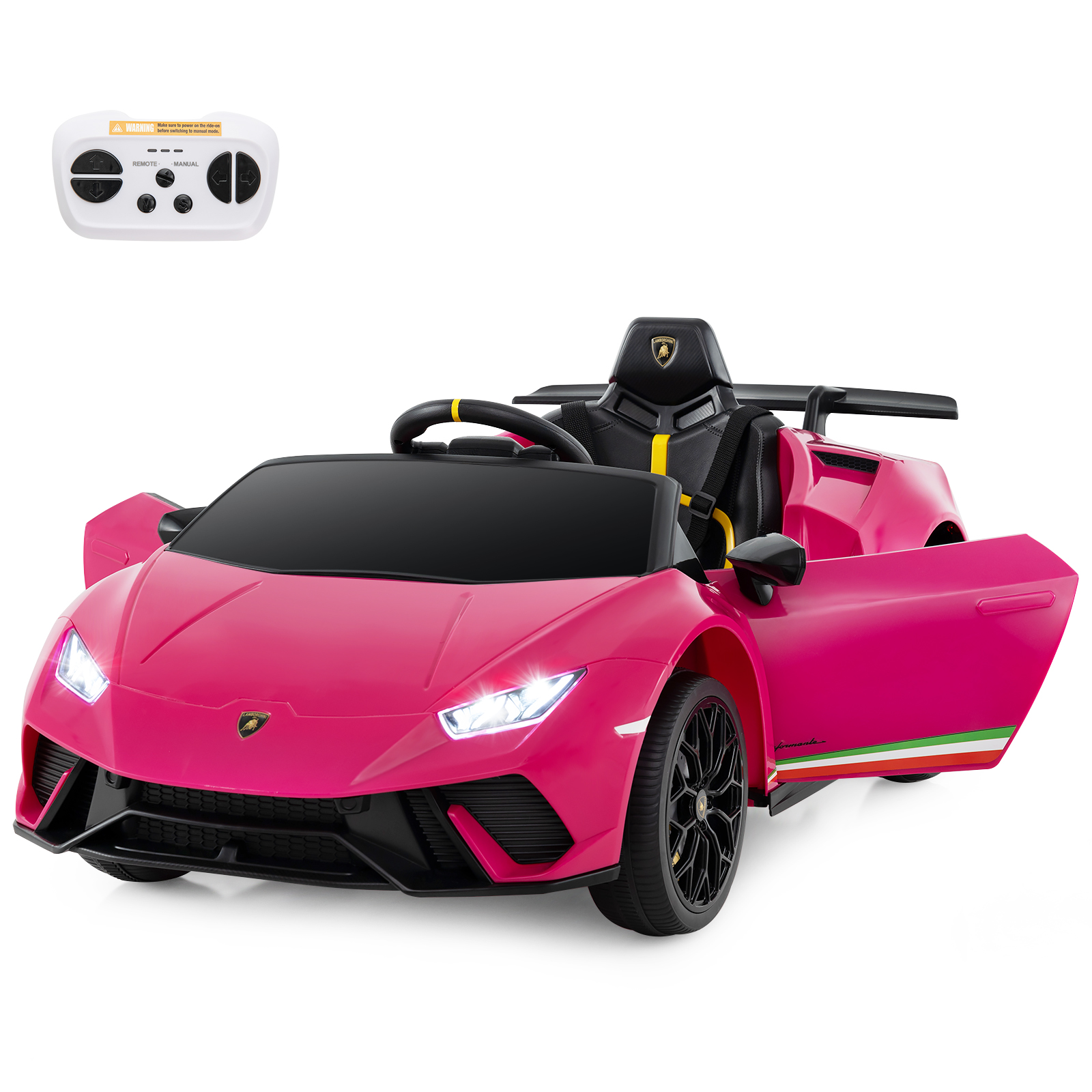 12V Kids Ride on Car Lamborghini with Remote Control and LED Lights-Pink