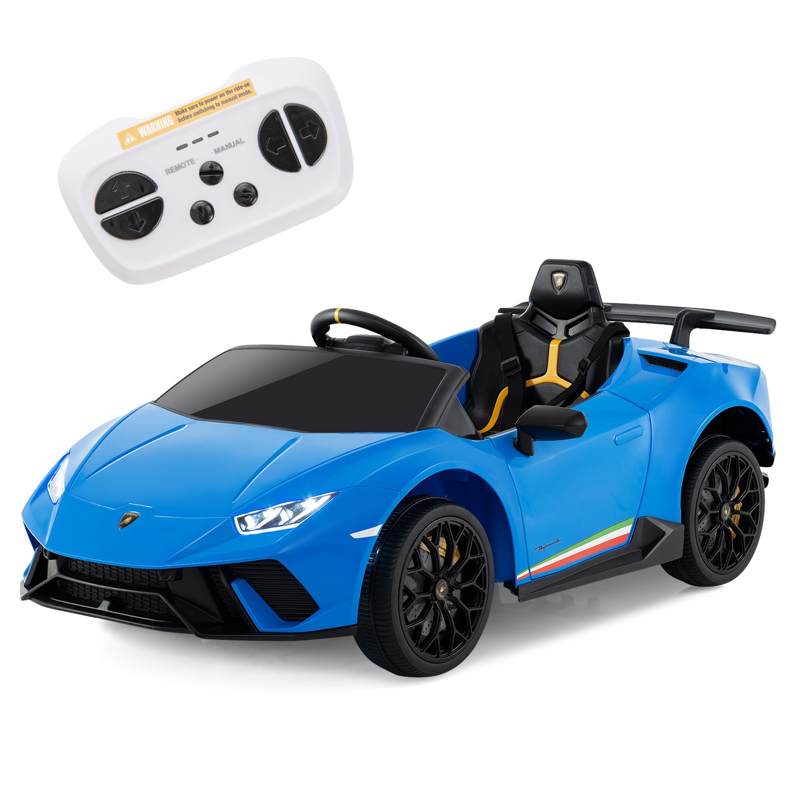 12V Kids Ride on Car Lamborghini with Remote Control and LED Lights-Blue