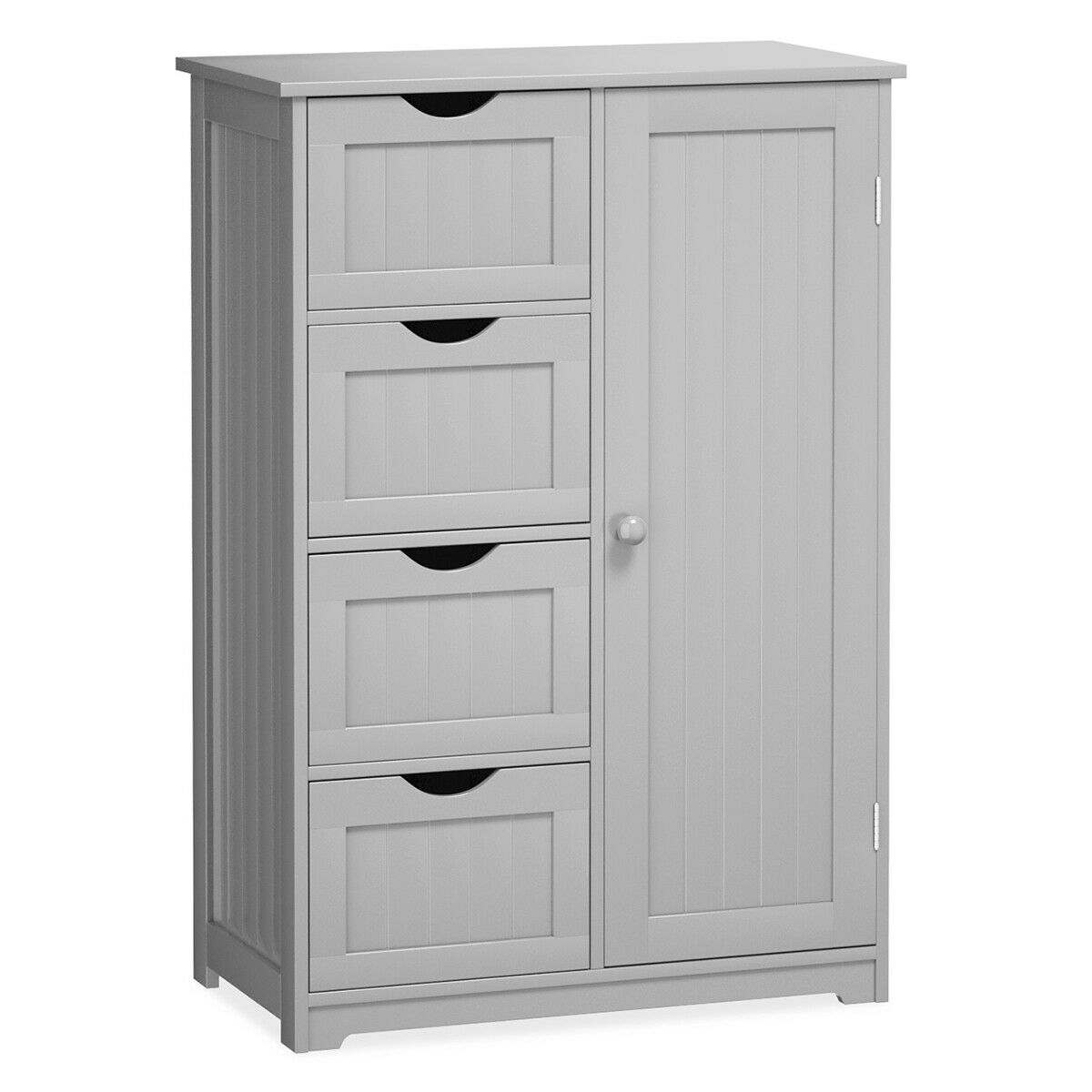 Freestanding Storage Cupboard with Adjustable Shelf and Drawers-Grey