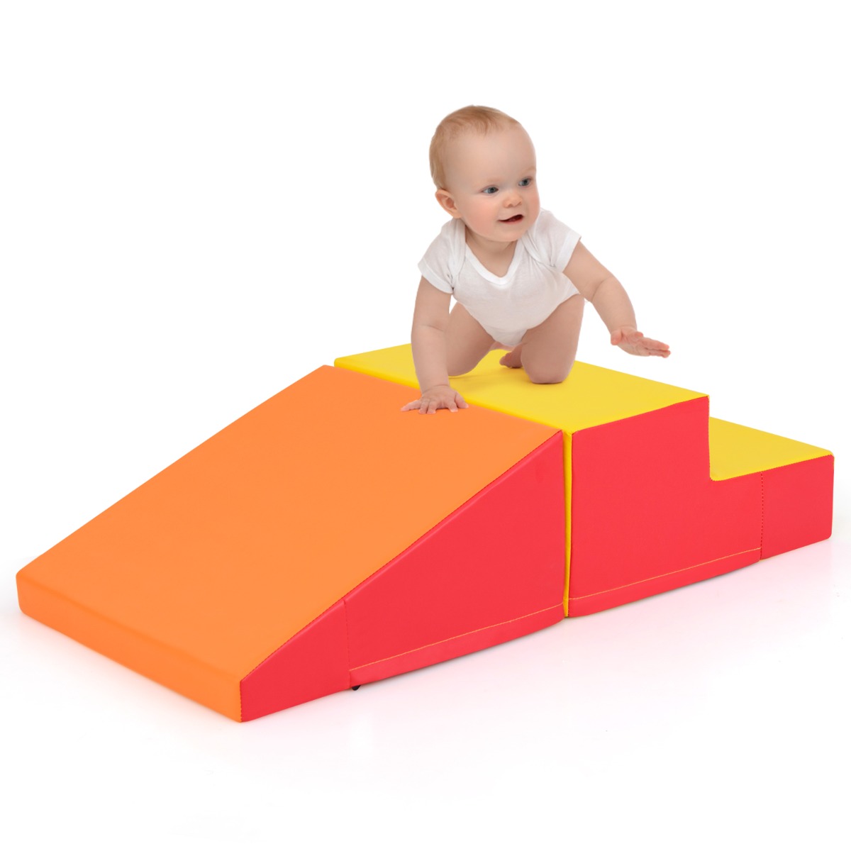 2-Piece Step and Slide Climber for Infants and Toddlers-Orange