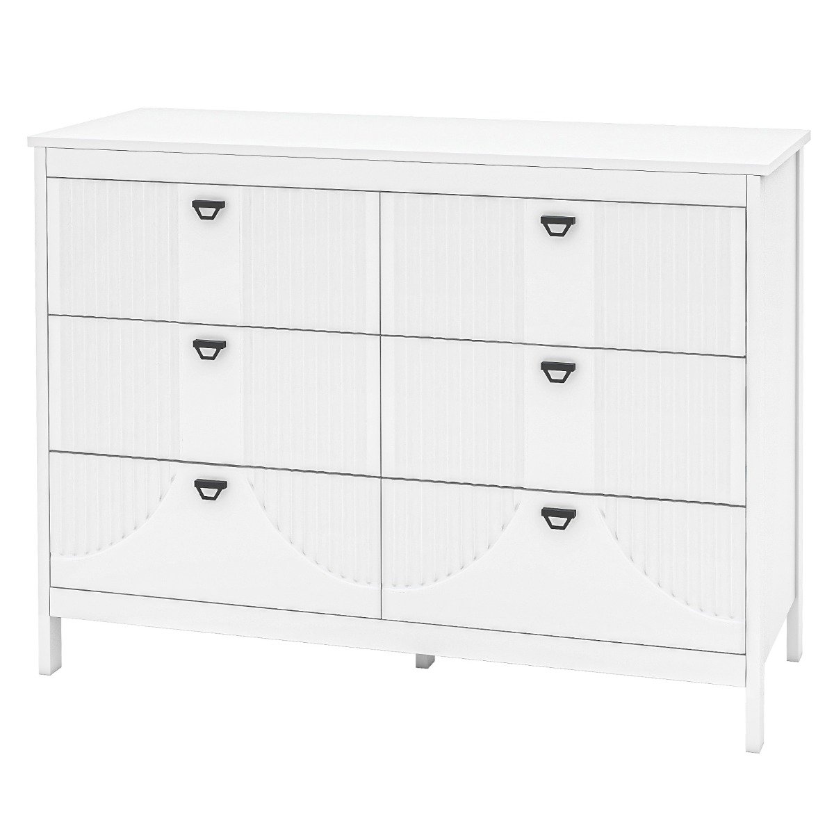 6-Drawer Dresser with Buffet Cabinet Sideboard and Kitchen Cupboard-white