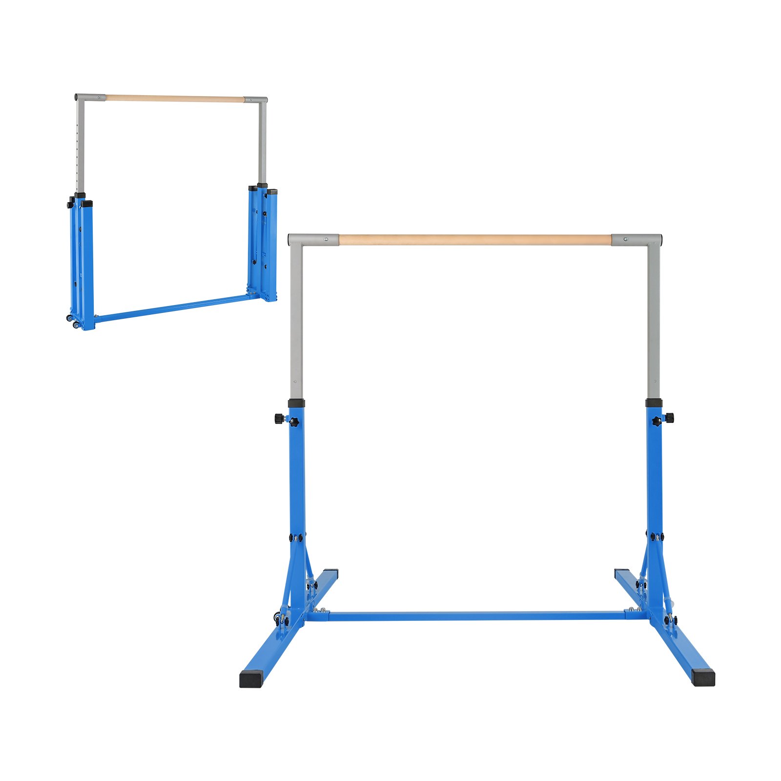 Kids Foldable Gymnastics Bar with 13 Adjustable Height-Blue