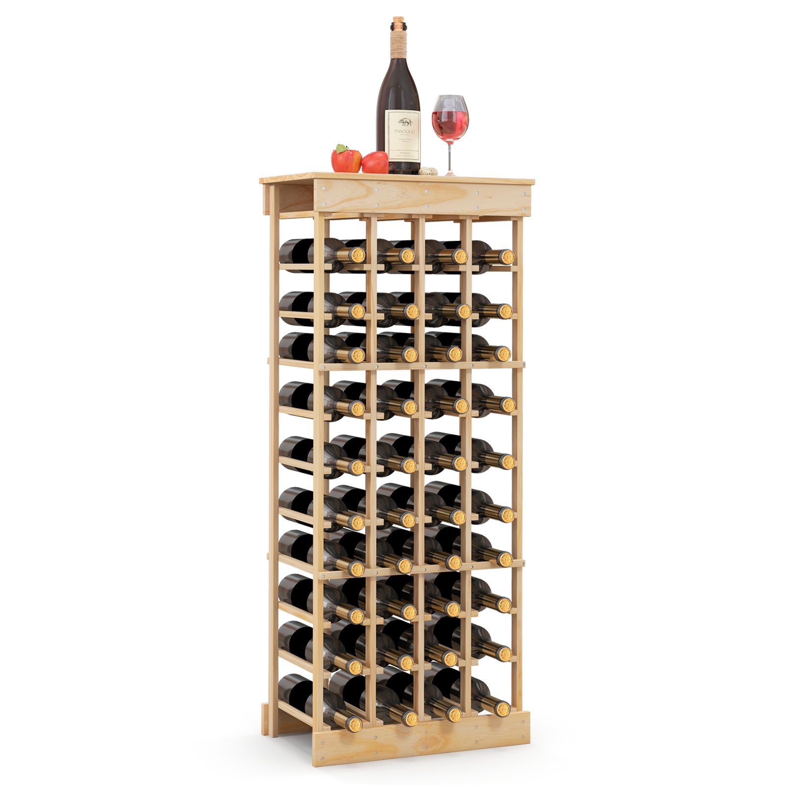 40-Bottle Freestanding Wine Rack Storage Shelf with Tabletop