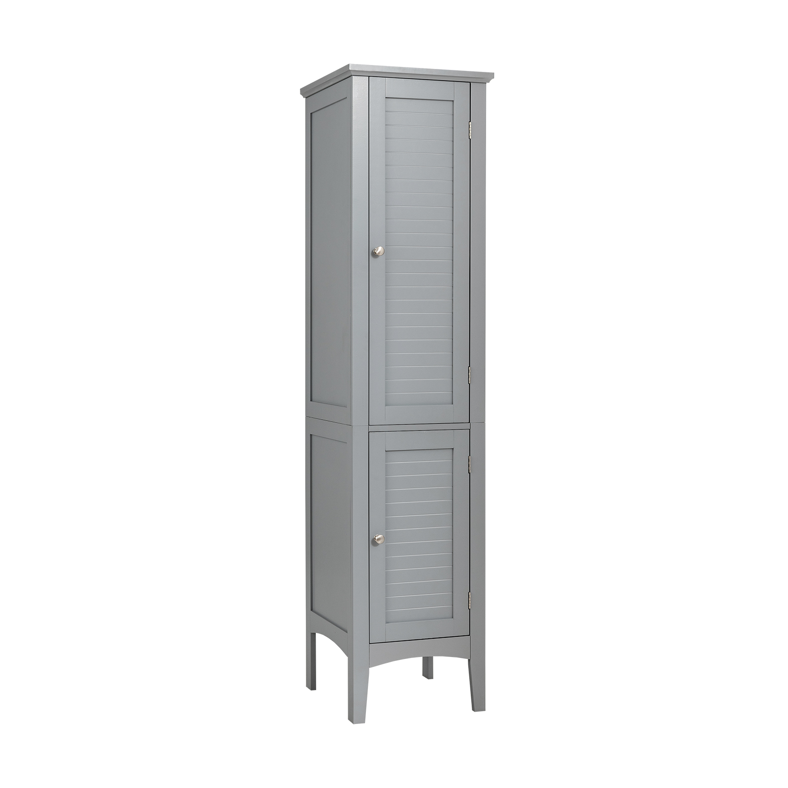 2-Door 160cm High Freestanding Bathroom Cabinet with 5-Tier Shelves-Grey