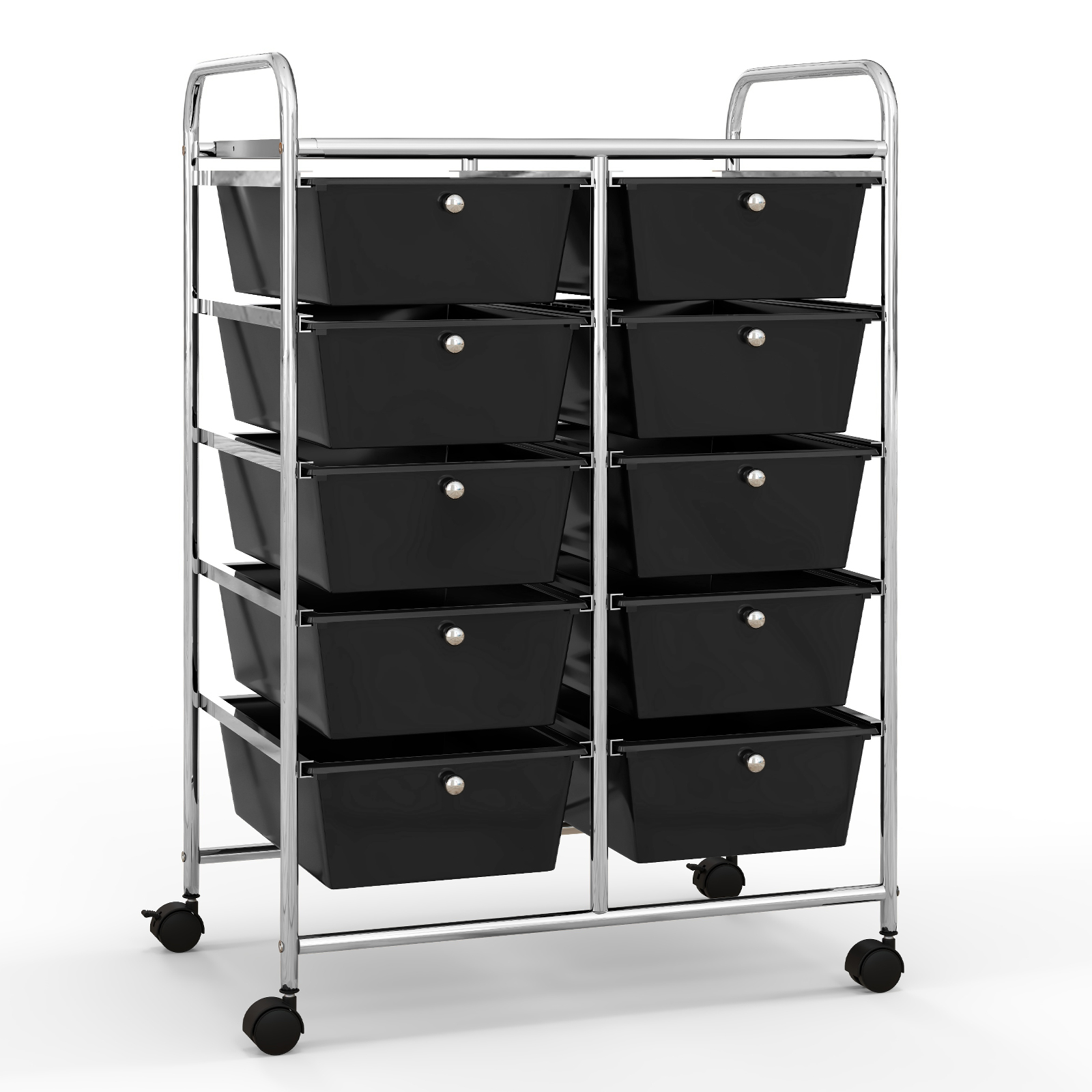 Storage Rolling Cart with 10-Drawer for Tools Scrapbook Paper Organising-Black