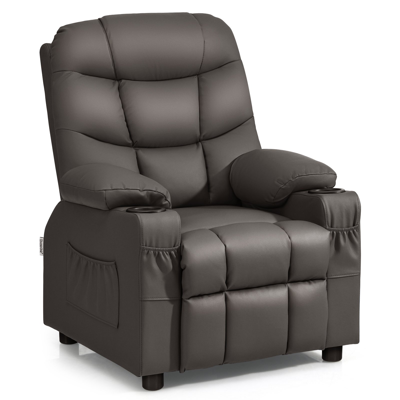 Kids Youth Toddler Upholstered Lounge Recliner Chai with Footrest-Coffee