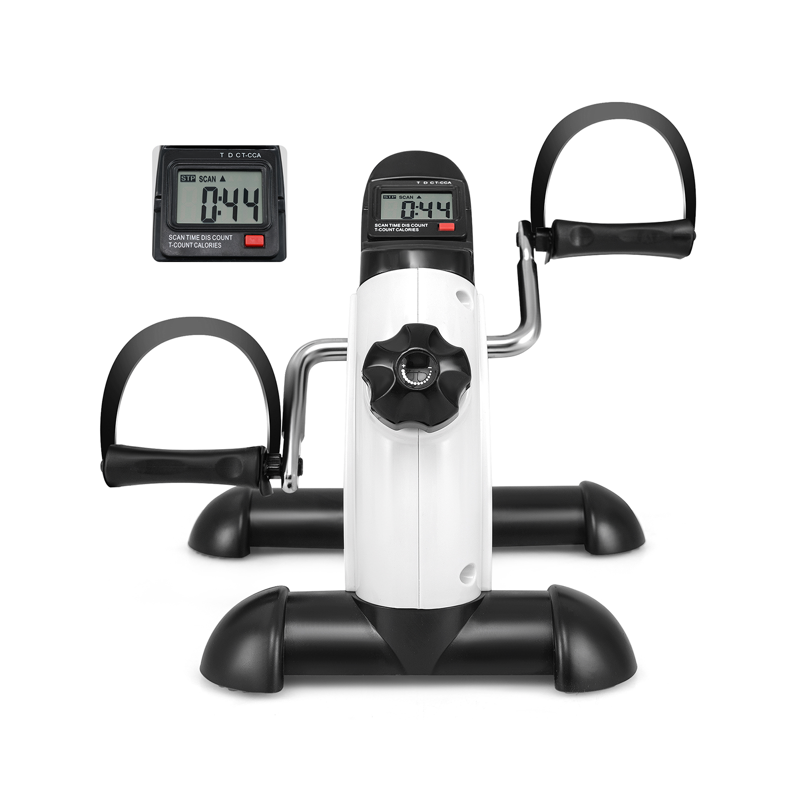 Mini Under Desk Bike Pedal Exerciser with Adjustable Resistance-Black & White