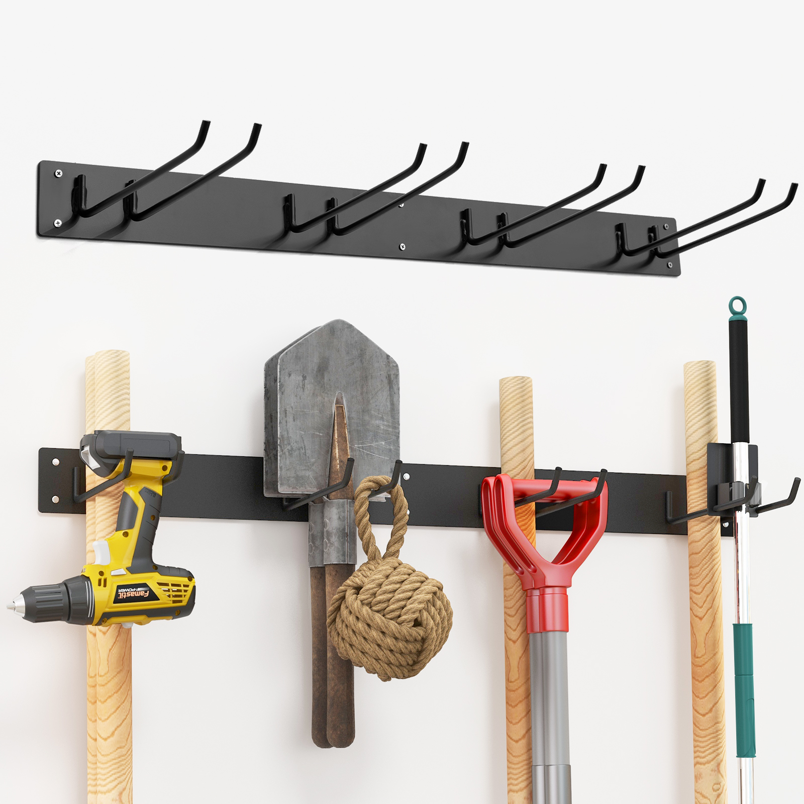 Wall Mounted Tool Storage Organizer with 4 Double Layer Hooks