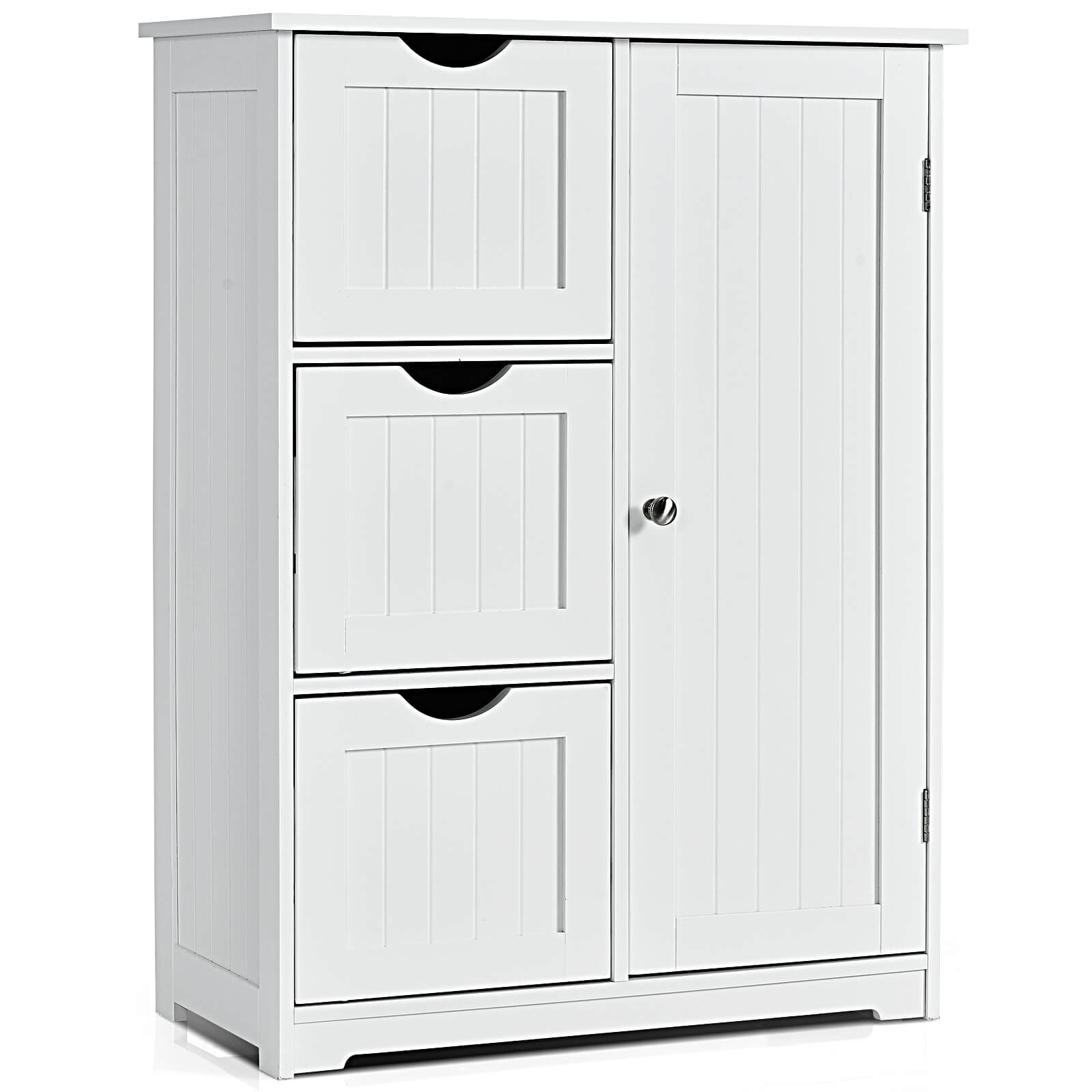 1-Door Freestanding Bathroom Cabinet with 3 Drawers-White