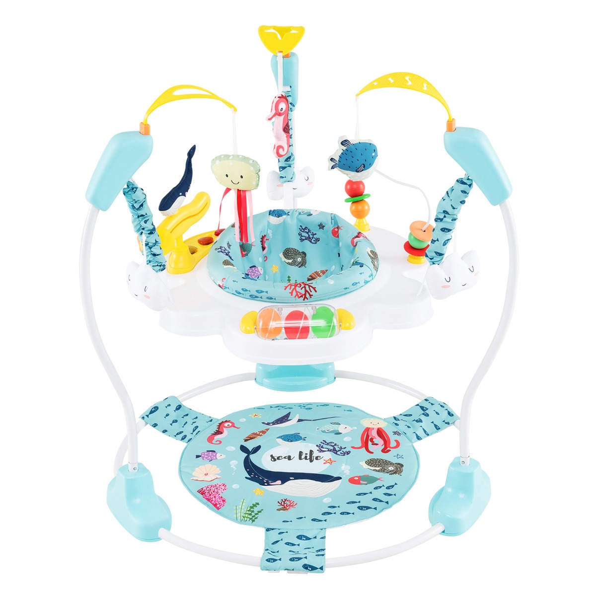 Baby Stationary Activity Center with 360° Rotary Seat and 3 Adjustable Heights for 6 Months+-Colourful