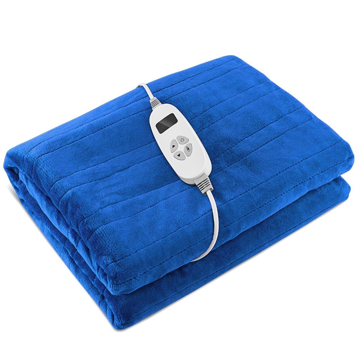 160 x 130 CM Electric Heated Throw Blanket with 10 Heat Settings-Blue